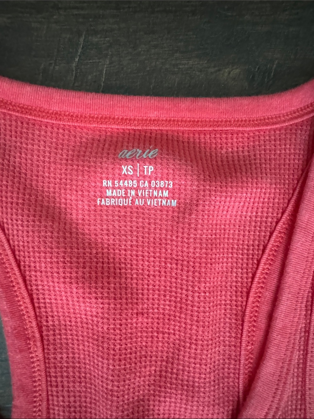 aerie Coral Ribbed Henley Tank - Picture 2 of 4